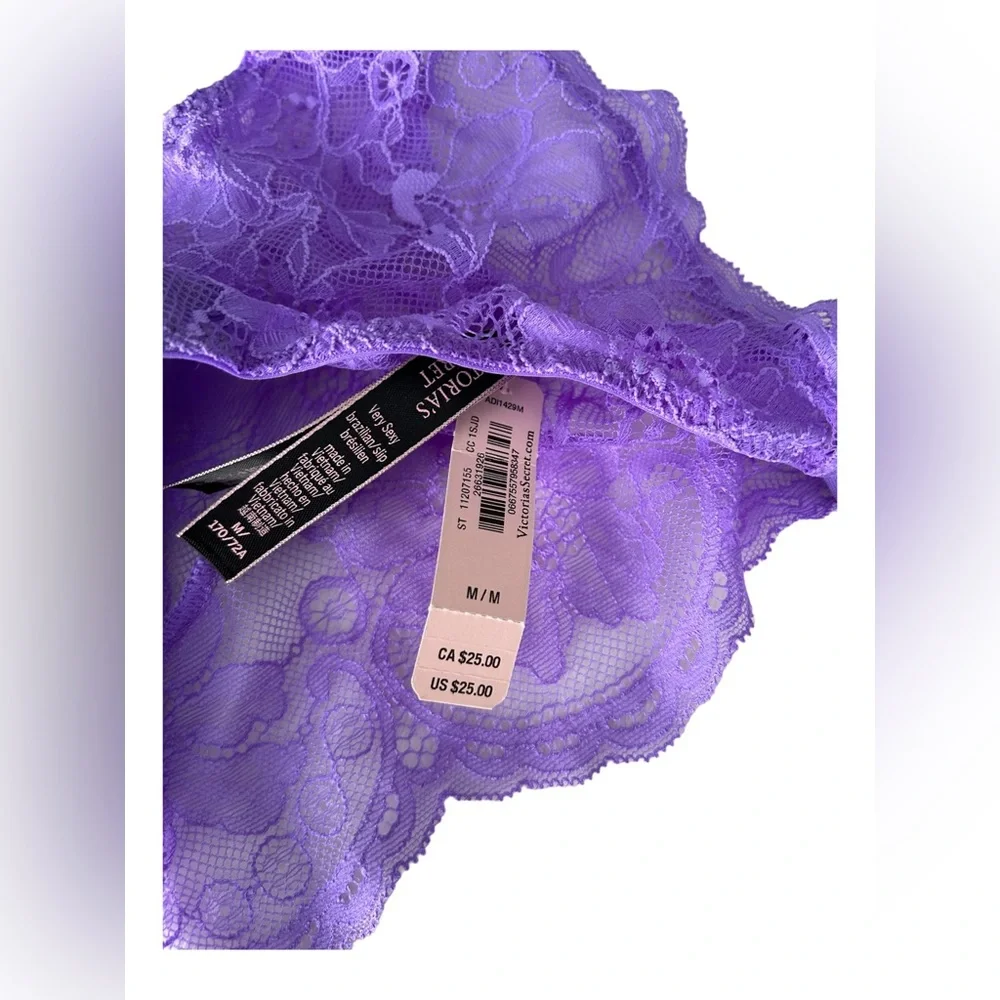 VICTORIA’S SECRET Women’s Lace Bikini Cut Rhinestone Strap Panties in Lavender - Picture 2 of 3